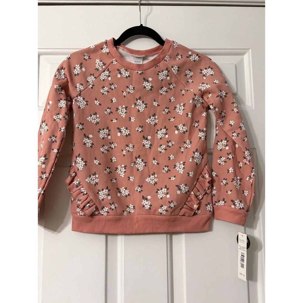 Nicole Miller | Kids Floral Ruffle Sweatshirt | 10 || Rose Pink|
